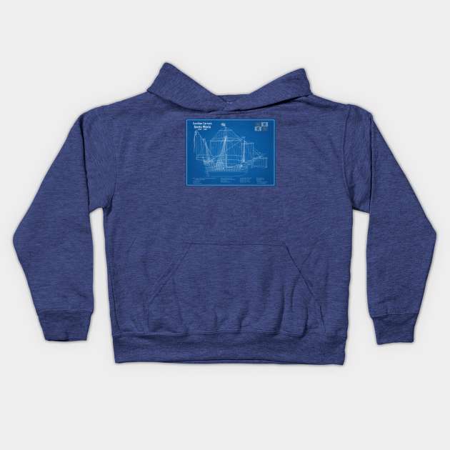 Santa Maria ship - Christopher Columbus Carrack Nau 15th century - AD Kids Hoodie by SPJE Illustration Photography